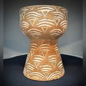 Opalhouse Bohemian Carved Wood Pillar Holder